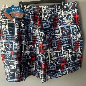 Columbia Men's Graphic Swim Shorts - Red and Blue